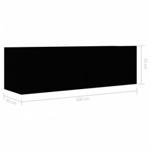 4 db fekete szerelt fa TV-szekrény 100 x 30 x 30 cm
