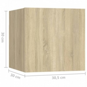 5 részes sonoma-tölgyszínű szerelt fa TV-szekrényszett
