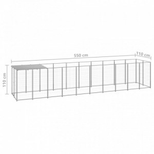 Ezüstszínű acél kutyakennel 6,05 m²