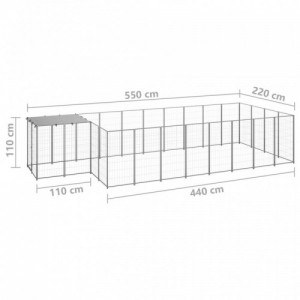 Ezüstszínű acél kutyakennel 10,89 m²