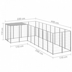 Ezüstszínű acél kutyakennel 6,05 m²