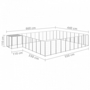 Ezüstszínű acél kutyakennel 25,41 m²