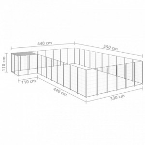 Ezüstszínű acél kutyakennel 19,36 m²