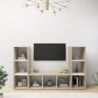 3 db fehér-sonoma színű szerelt fa TV-szekrény 107 x 35 x 37 cm