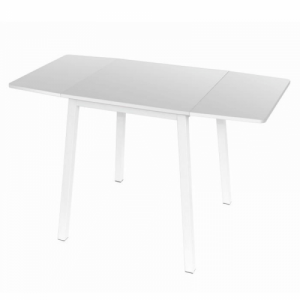 Étkezőasztal, MDF fóliázott|fém, fehér, 60-120x60 cm, MAURO