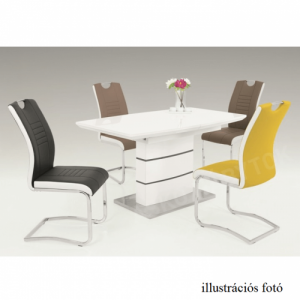 Meghosszabbítható étkezőasztal, fehér extra magasfényű HG, 140-180x90 cm, MEDAN