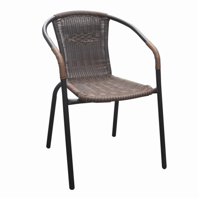 Egymásba rakható szék, barna|fekete fém, DOREN
