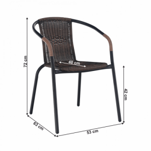 Egymásba rakható szék, barna|fekete fém, DOREN