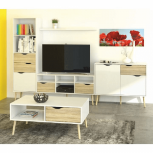 TV asztal|szekrény, tölgy sonoma | fehér, OSLO 75391