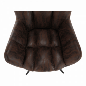 Dizájnos pörgő fotel, szövet, csiszolt bőr hatással barna|fekete, KOMODO