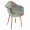Fotel, anyag patchwork|menta|barna|bükk, KADIR NEW TIP 5
