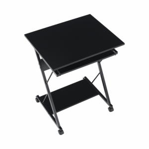 Mozgatható számítógépasztal|Gamer asztal kerekekkel, fekete, TARAK