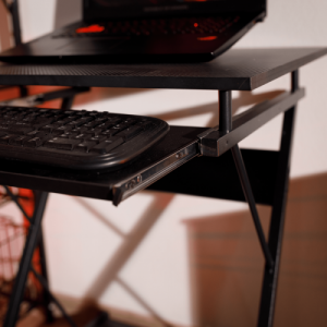 Mozgatható számítógépasztal|Gamer asztal kerekekkel, fekete, TARAK