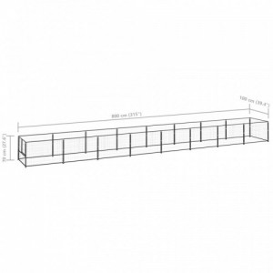 Fekete acél kutyakennel 8 m²