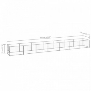 Ezüstszínű acél kutyakennel 7 m²