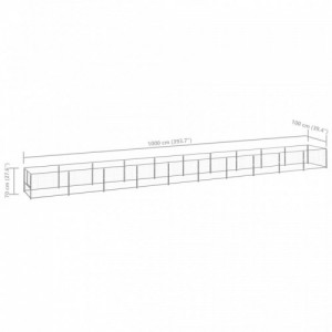 Ezüstszínű acél kutyakennel 10 m²