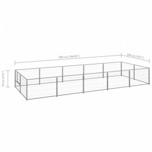 Ezüstszínű acél kutyakennel 10 m²