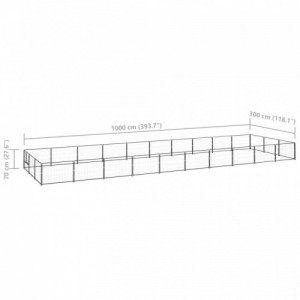 Fekete acél kutyakennel 30 m²