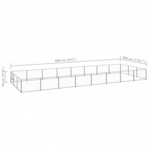 Ezüstszínű acél kutyakennel 24 m²