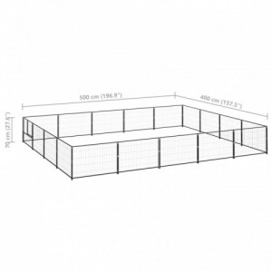 Fekete acél kutyakennel 20 m²