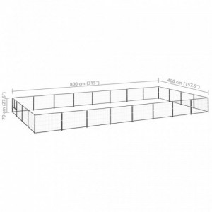 Fekete acél kutyakennel 32 m²