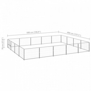 Ezüstszínű acél kutyakennel 20 m²