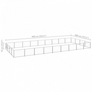 Ezüstszínű acél kutyakennel 36 m²