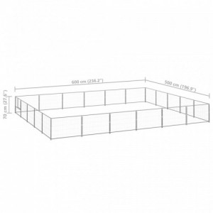 Ezüstszínű acél kutyakennel 30 m²