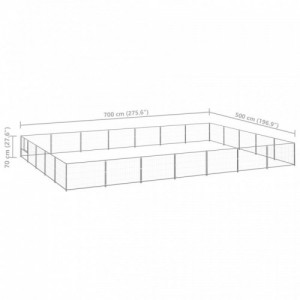 Ezüstszínű acél kutyakennel 35 m²