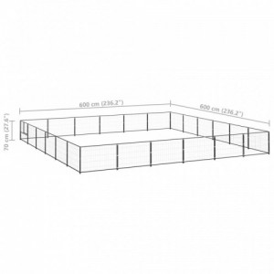 Fekete acél kutyakennel 36 m²