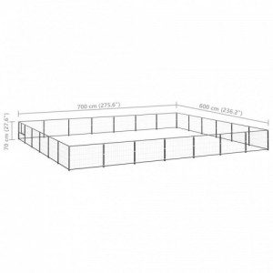 Fekete acél kutyakennel 42 m²