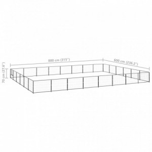 Fekete acél kutyakennel 48 m²