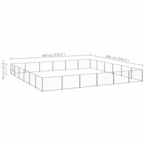 Ezüstszínű acél kutyakennel 36 m²