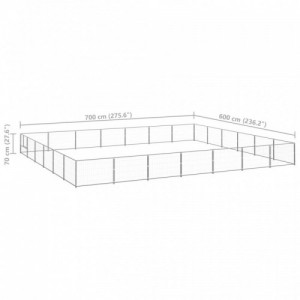 Ezüstszínű acél kutyakennel 42 m²