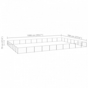 Ezüstszínű acél kutyakennel 70 m²