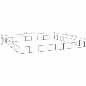 Fekete acél kutyakennel 64 m²