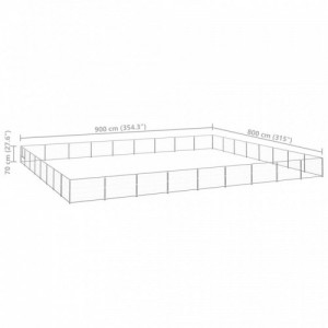 Ezüstszínű acél kutyakennel 72 m²