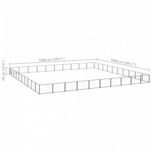 Fekete acél kutyakennel 100 m²