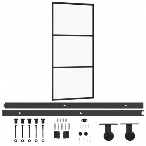 ESG üveg és alumínium tolóajtó fémszerelvény-szettel 90x205 cm