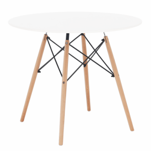 Étkezőasztal,  fehér|bükk, átmérő 90 cm, GAMIN NEW 90