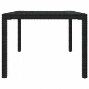 Fekete polyrattan és edzett üveg kerti asztal 150 x 90 x 75 cm