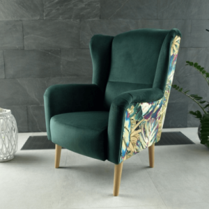 Dizájnos fotel, anyag, smaragd|minta Jungle, BELEK