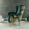 Dizájnos fotel, anyag, smaragd|minta Jungle, BELEK