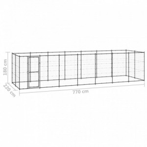 Kültéri acél kutyakennel 16,94 m²