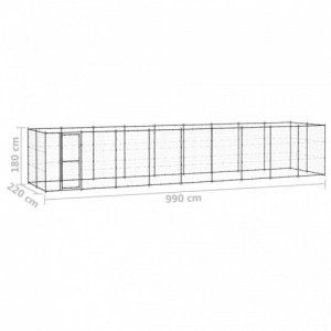 Kültéri acél kutyakennel 21,78 m²