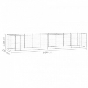 Kültéri horganyozott acél kutyakennel 21,78 m²