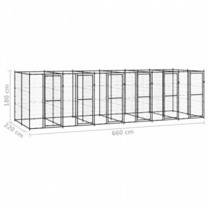 Kültéri acél kutyakennel 14,52 m²