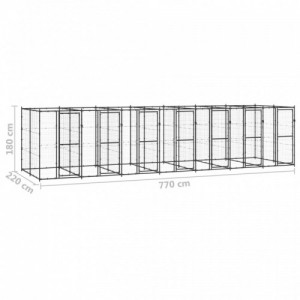 Kültéri acél kutyakennel 16,94 m²