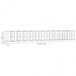 Kültéri horganyozott acél kutyakennel 29,04 m²