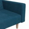 Kétszemélyes kék bársony kanapéágy két párnával